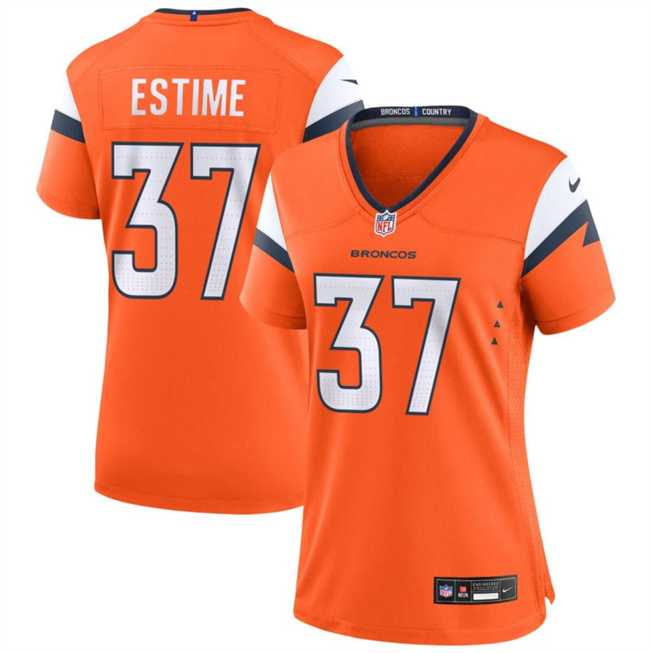 Women%27s Denver Broncos #37 Audric Estime Orange 2024 Football Stitched Jersey Dzhi